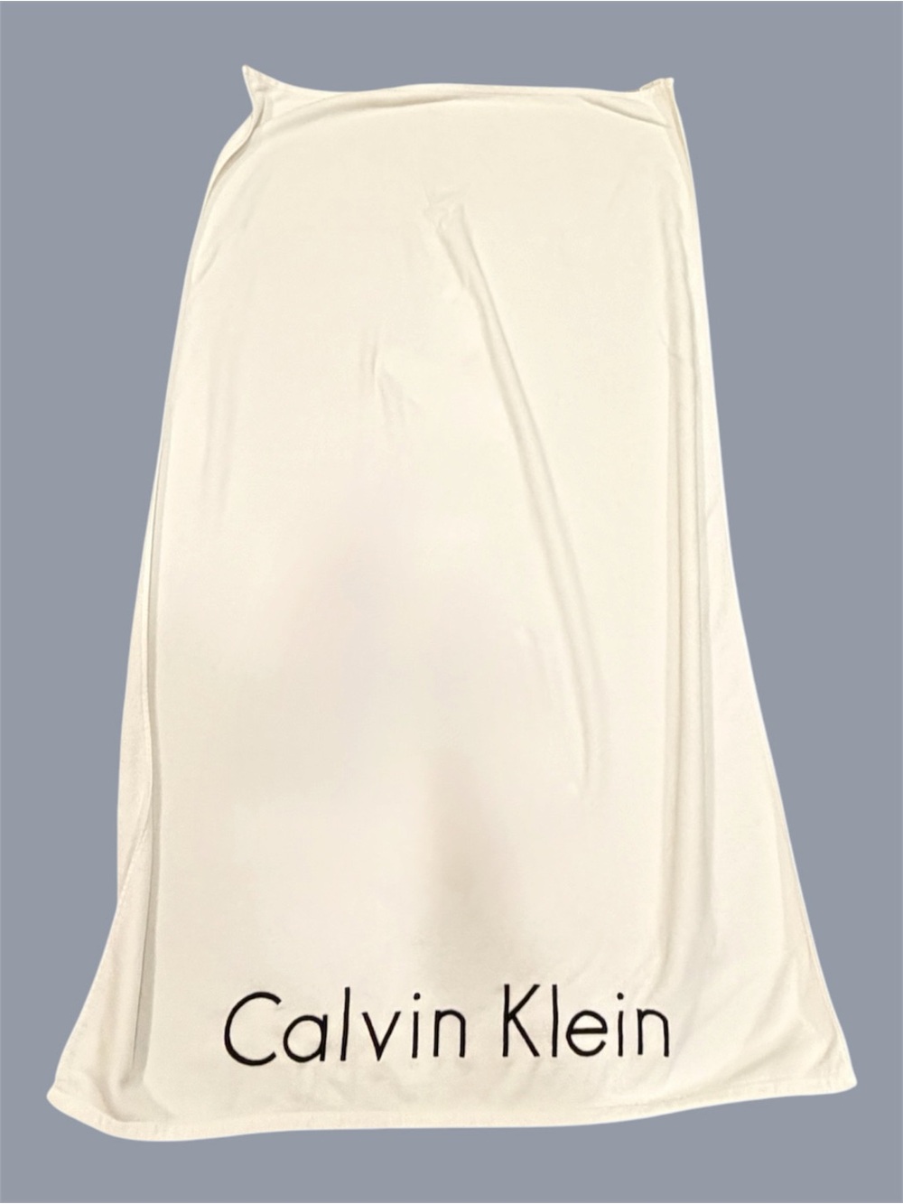 Calvin Klein Home Beach Pool Towel White Black Logo 100% Cotton Velour Terry 64”